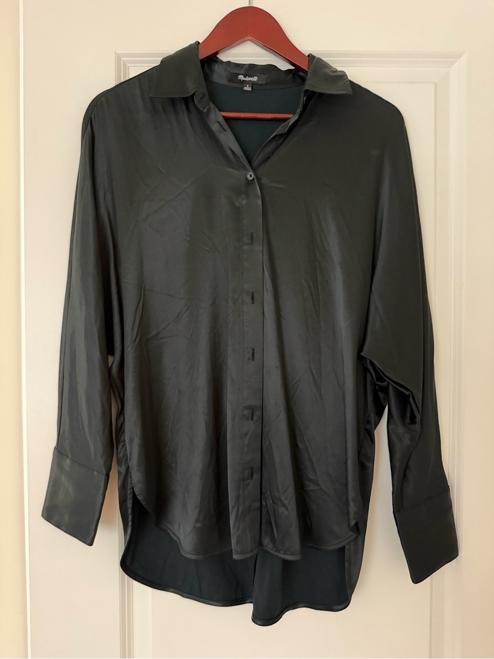 Madewell NWOT Satin Black Button-Up Blouse